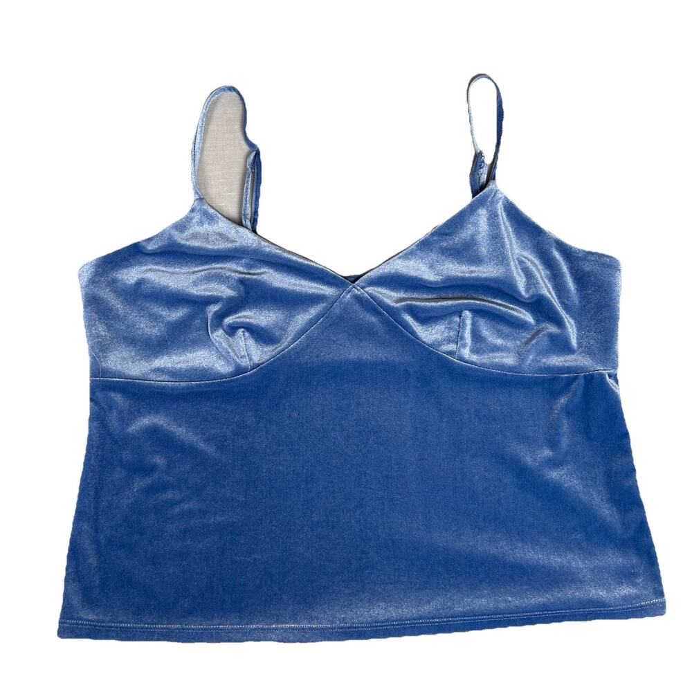 Wild Fable Women's V-Neck Velvet Cami Top - Blue - XL